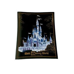 Vintage Walt Disney World Glass Trinket Tray Ashtray Cinderella Castle